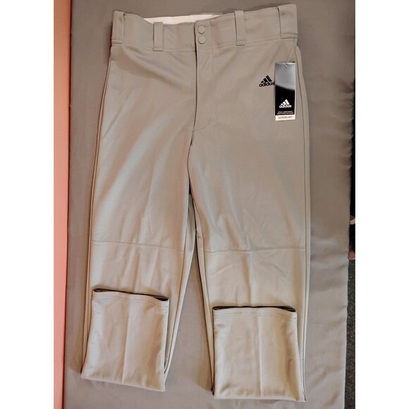 Boys Adidas Youth Baseball Relaxed Fit Open Bottom Pants Gray Youth XL - Picture 1 of 8